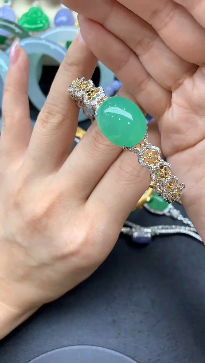 【闪购商品】翡翠手镯18K金镶嵌500-中国好珍宝