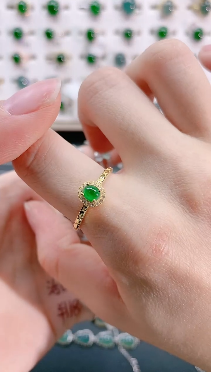 【闪购商品】翡翠戒指银S925镶嵌天然翡翠