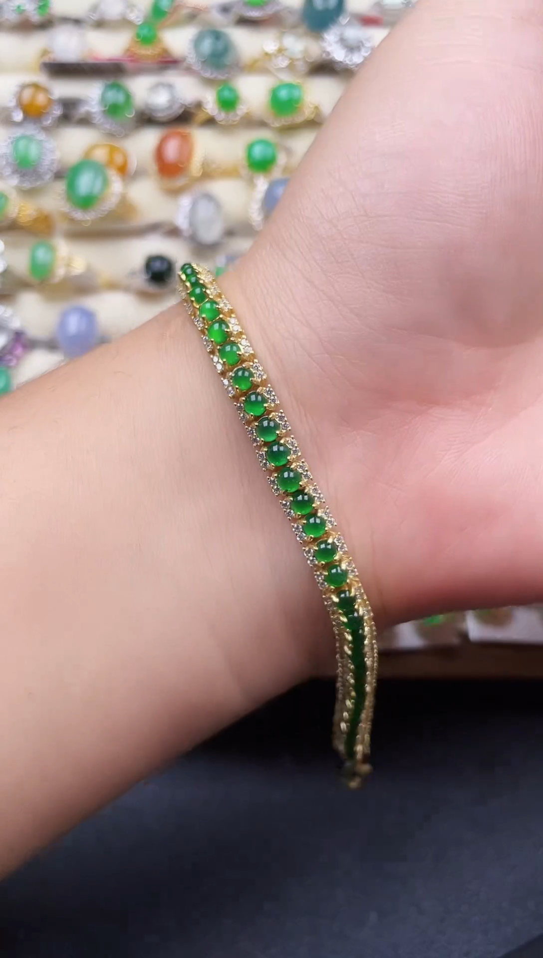 银S925镶嵌手链翡翠181