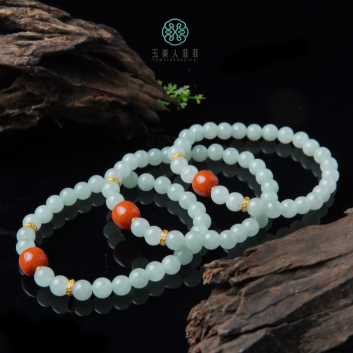 HD石惑珠宝~翡翠单圈圆珠手串约6mm^多样性发一