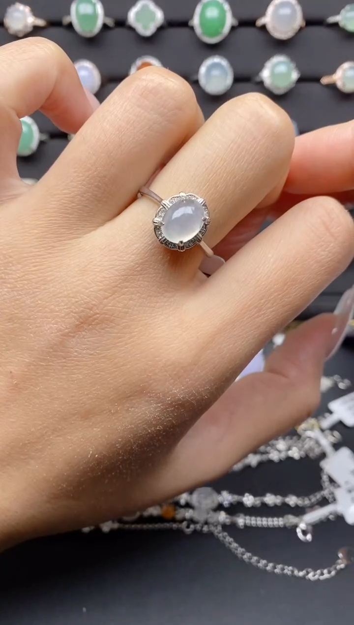 【闪购商品】翡翠戒指银S925镶嵌S925银镶嵌翡翠戒指