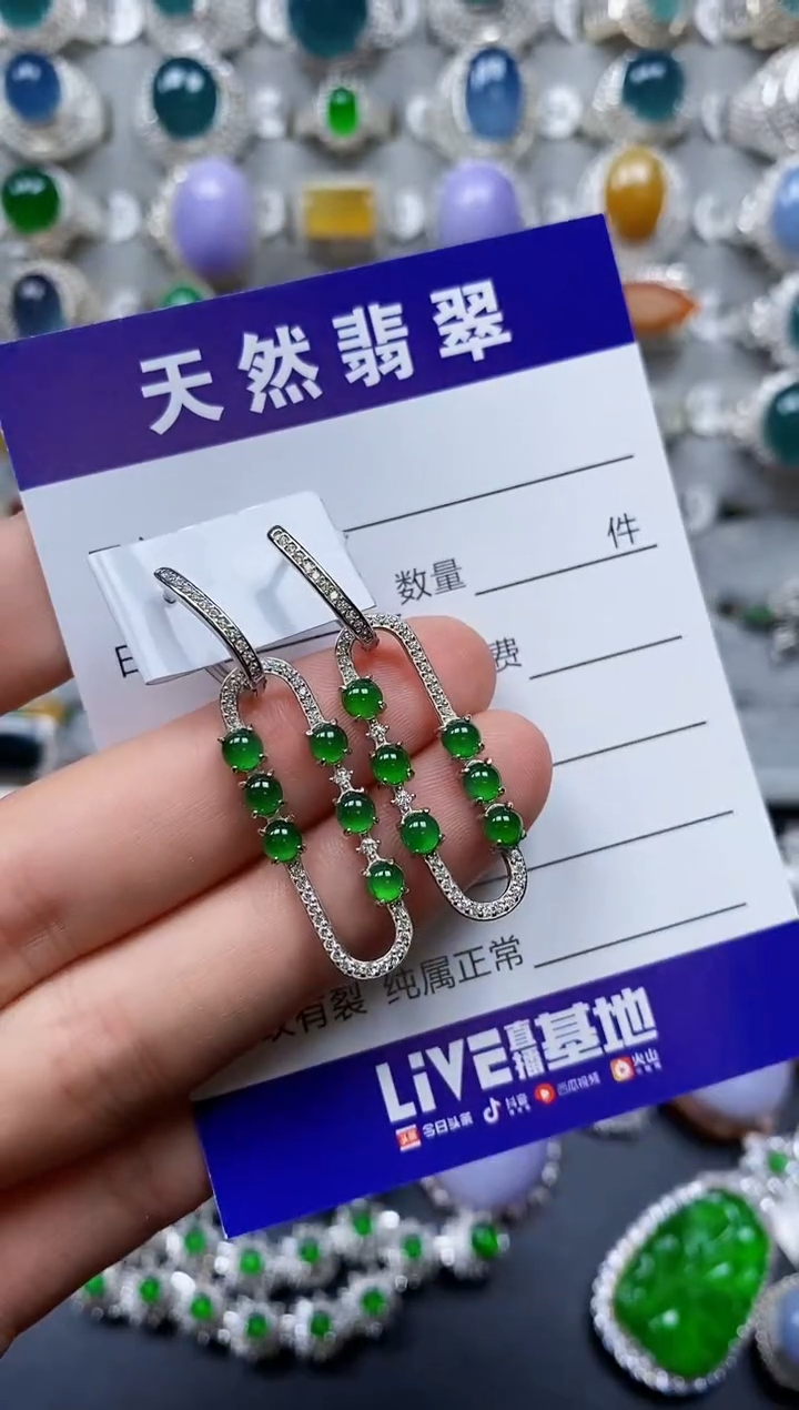 【闪购商品】翡翠耳饰银S925镶嵌0213