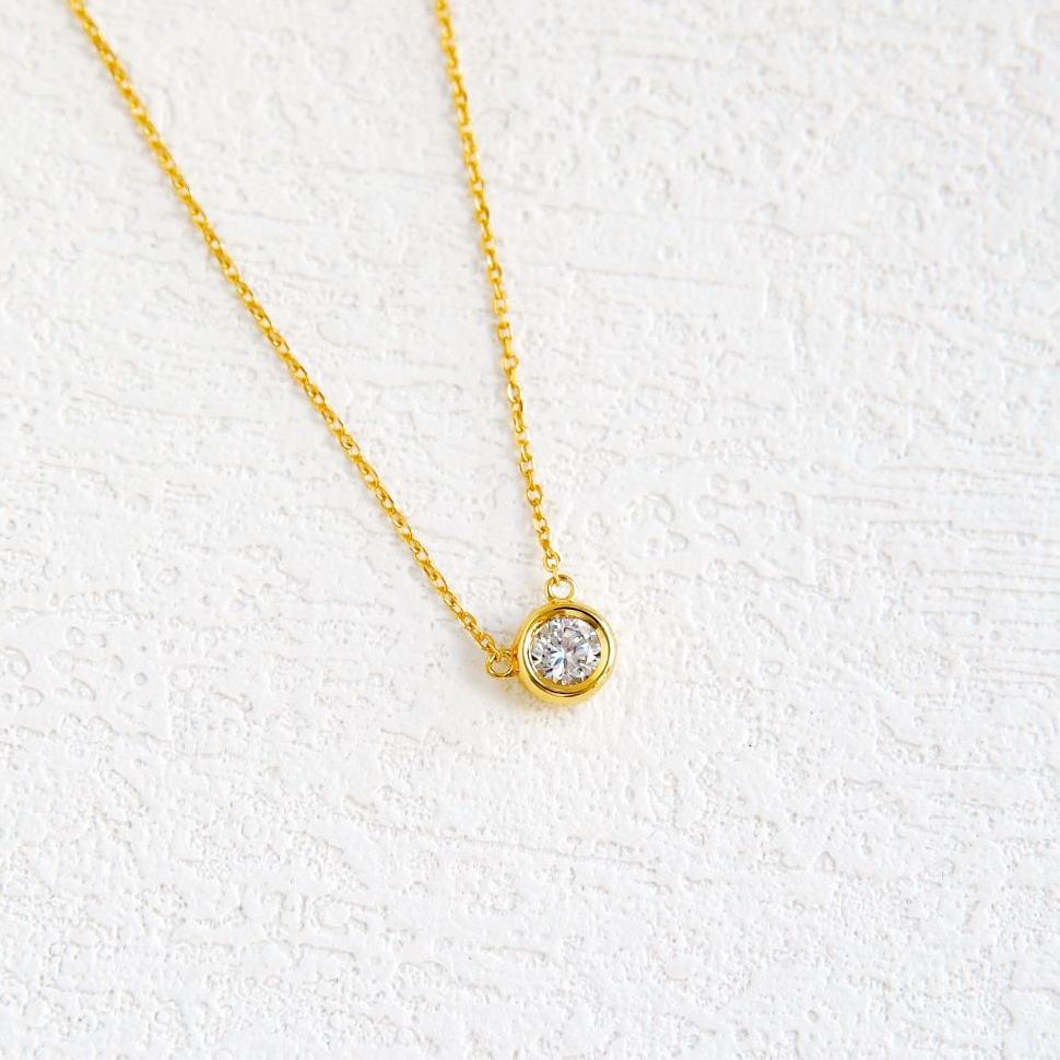 坠链均925银 镀K金纯银单钻项链高级气质百搭经典ins小众首饰女款