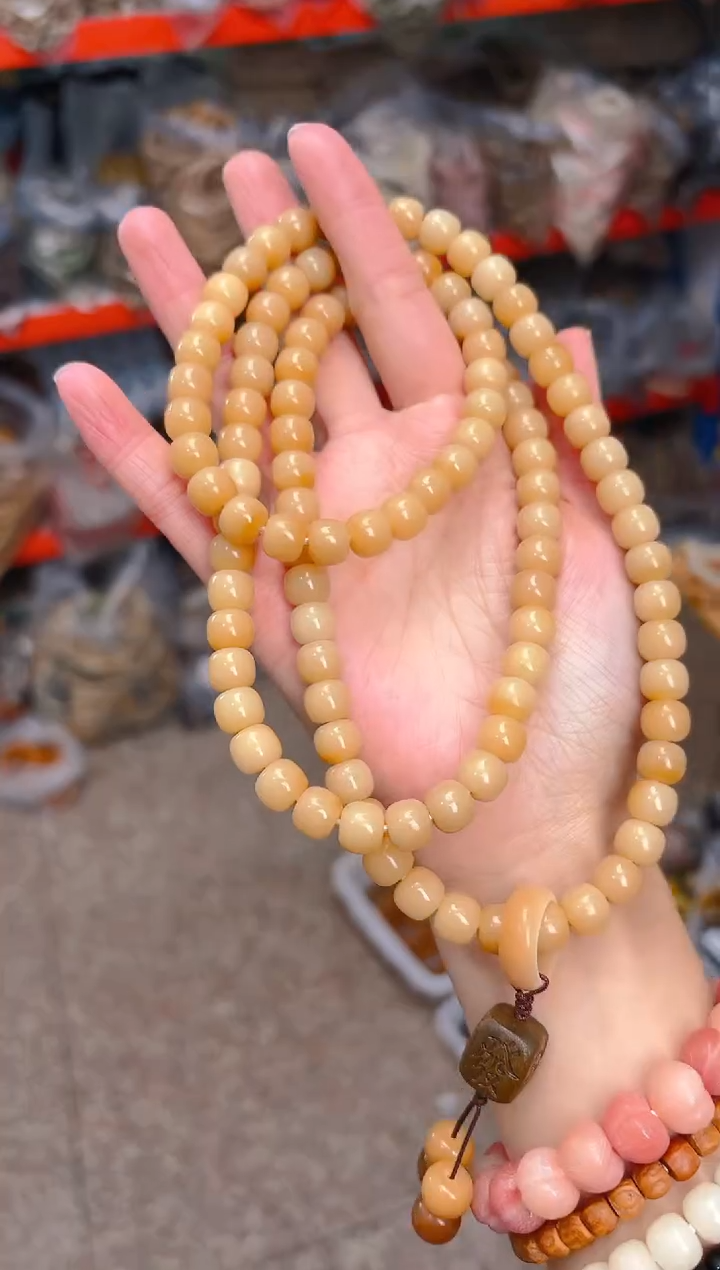 吊坠菩提根/象牙果风化小卡桶珠108项链成品
