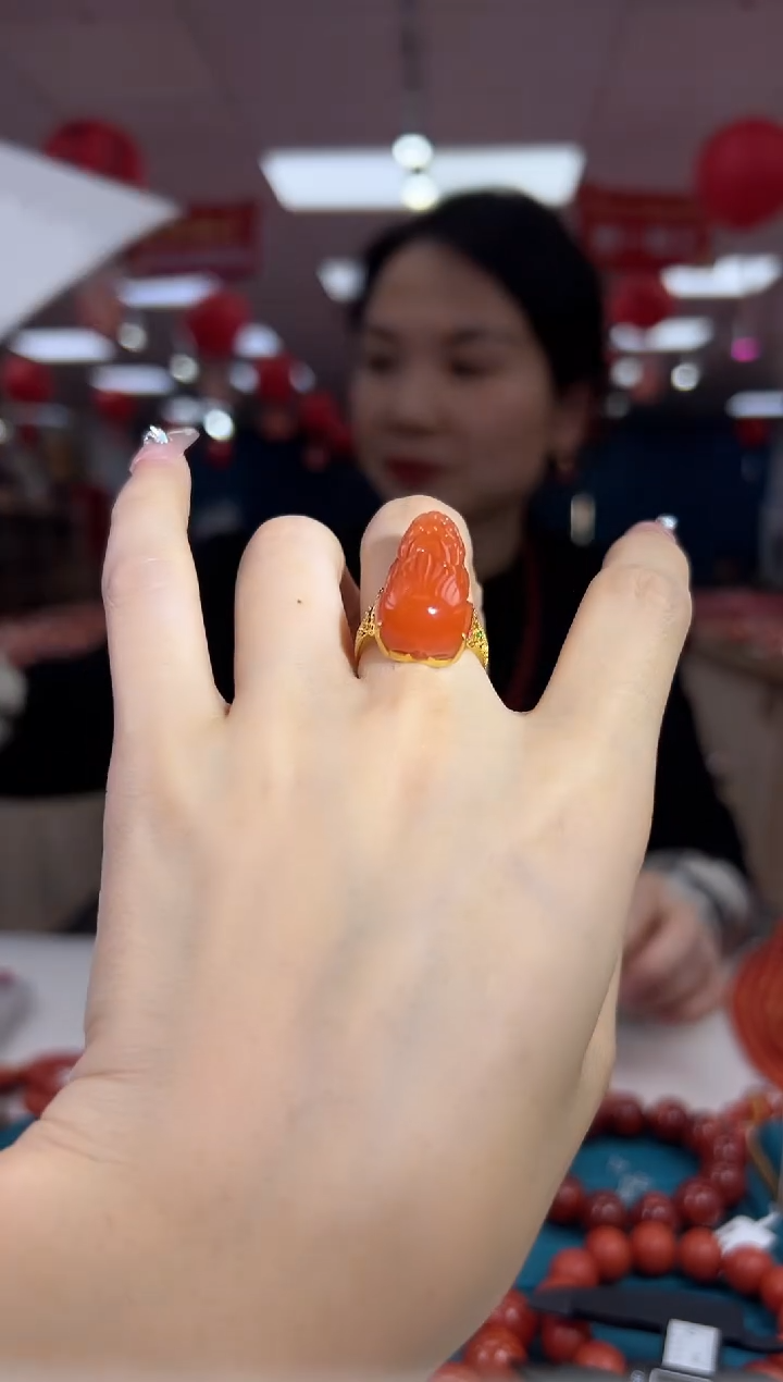 【闪购商品】南红玛瑙18K金镶嵌戒指3.13-（多样式）