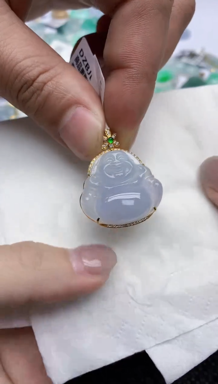 【闪购商品】翡翠颈饰18K金镶嵌天然翡翠A货