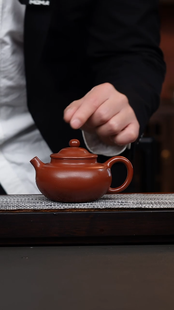 茶壶紫砂红皮龙柿子容天