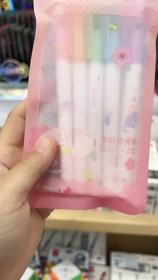 得力SK187柔彩荧光笔(5色)马卡龙(3袋)23年日期