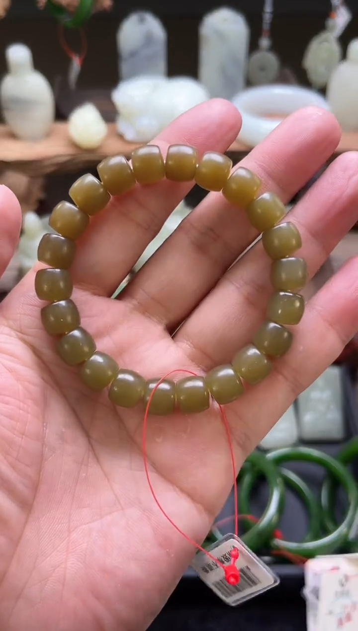 【闪购商品】和田玉手串未镶嵌卡10且末蓝糖 极限弧 900627
