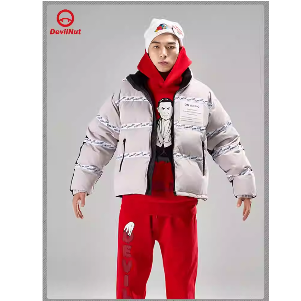 DEVILNUT潮牌恶魔21秋冬无性别情侣立领保暖保暖短羽绒服冬季ZYL