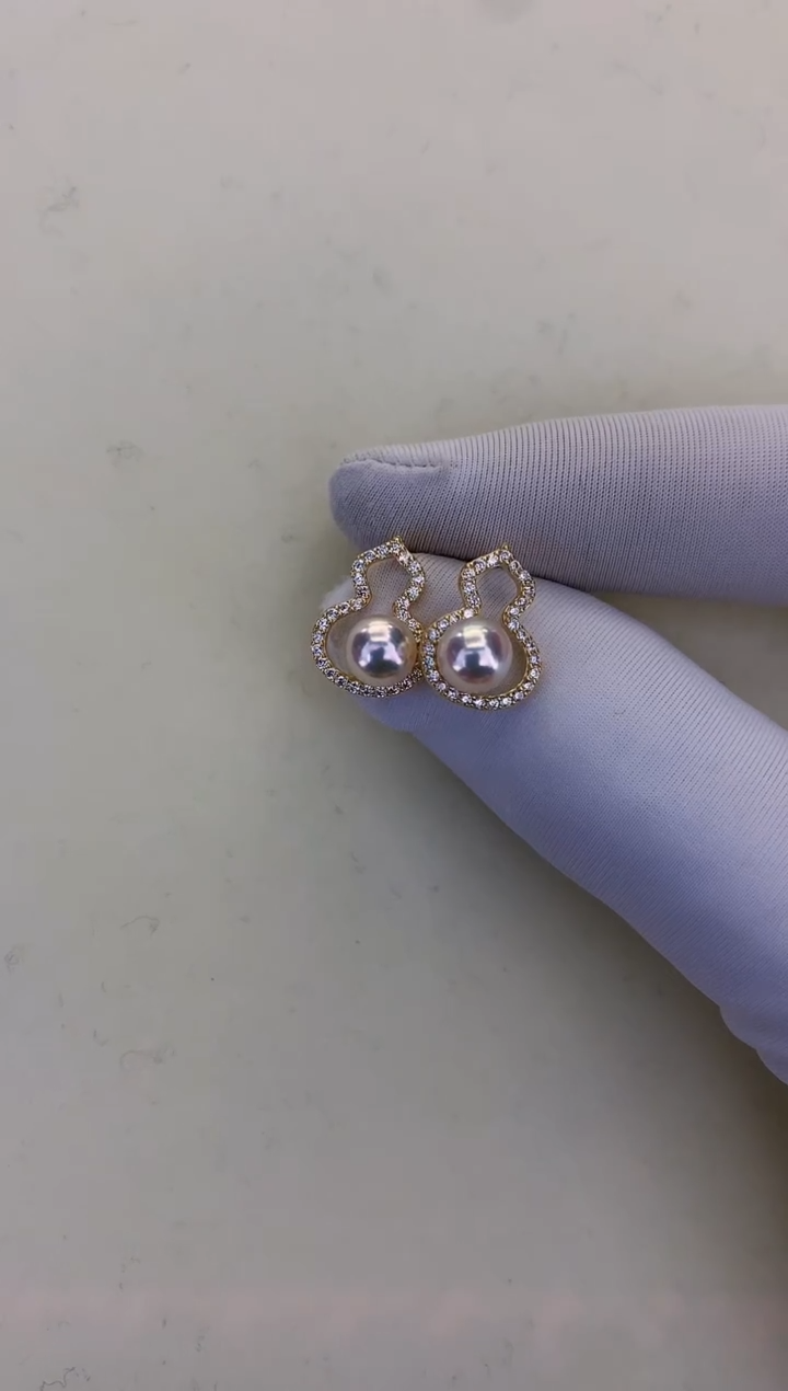 银S925镶嵌DA海水珍珠 GD274 耳钉 5-6