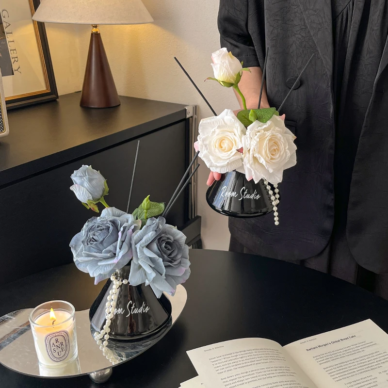 高级感无火香薰摆件仿真花干花室内梳妆台装饰品持久留香房间香水