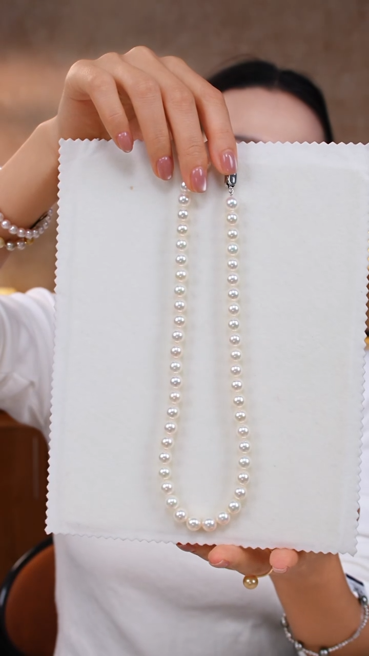 项链银S925镶嵌海水珍珠?*林Akoya8-8.5mm