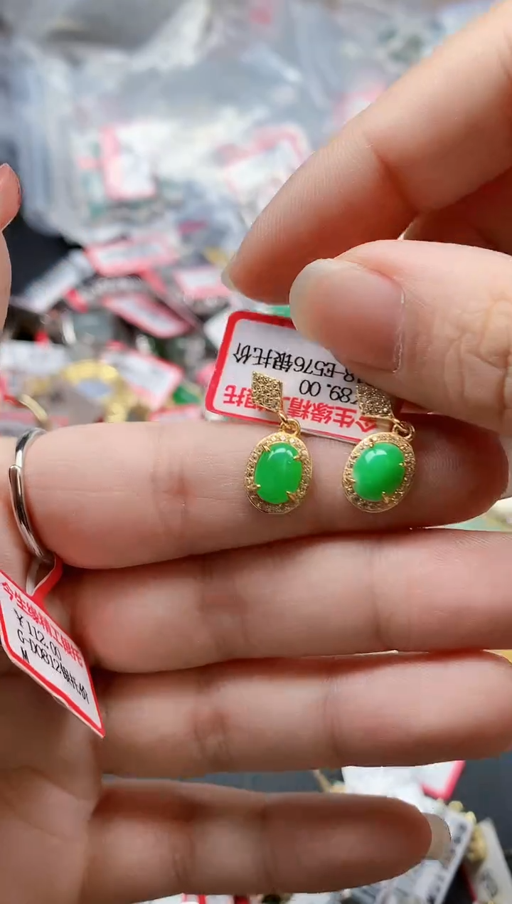 银S925镶嵌戒指翡翠天然A货缅甸翡翠