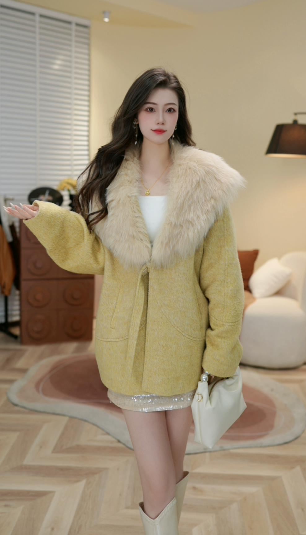 2025羊毛大衣呢子外套女秋冬爆款网红毛毛外套洋气908月月