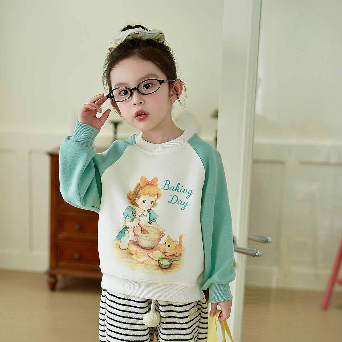 现货【烘焙女孩】5982女童卫衣秋季2025新款卡通休闲百搭女宝宝长袖