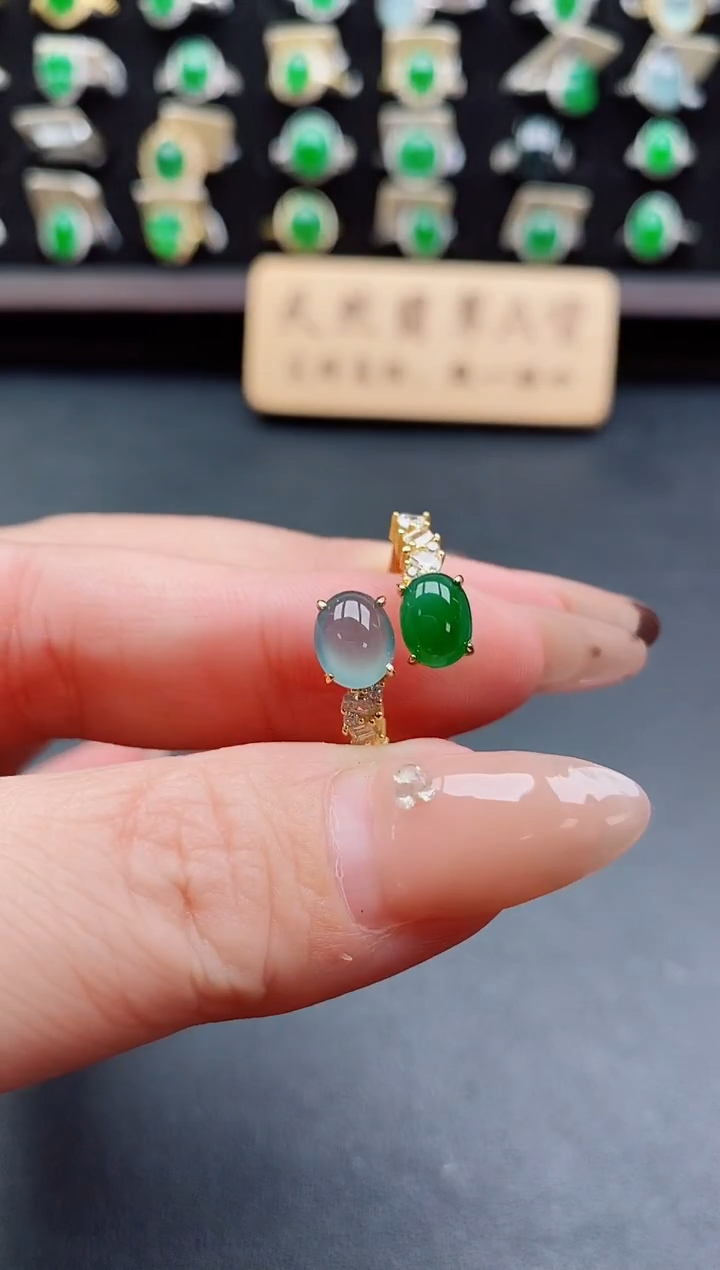 银S925镶嵌戒指翡翠21212