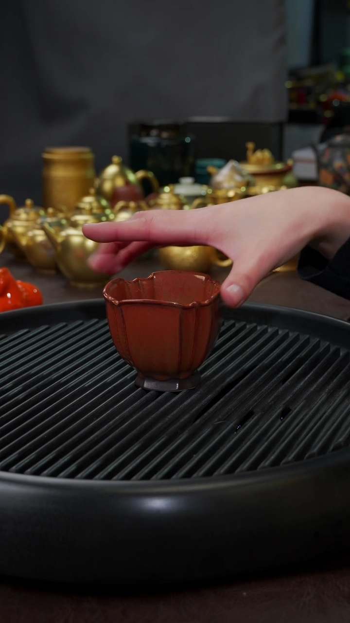 【闪购商品】杯【宜景窑油滴火凤凰】茯苓八方杯