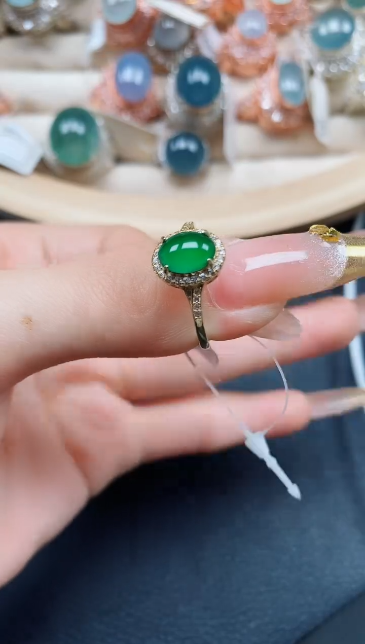 【闪购商品】翡翠戒指银S925镶嵌翡翠