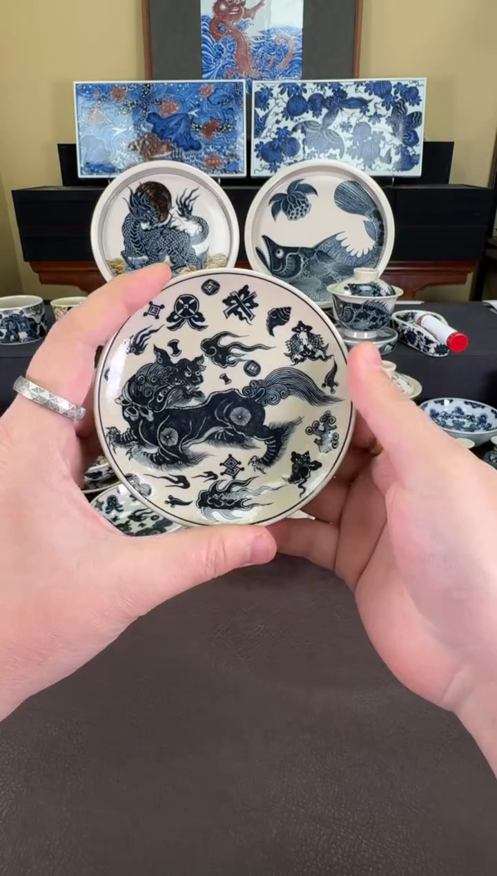 【闪购商品】二号釉杂宝狮子杯垫