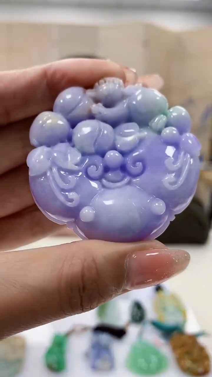 【闪购商品】定制翡翠未镶嵌5152MM-毛货挂件46