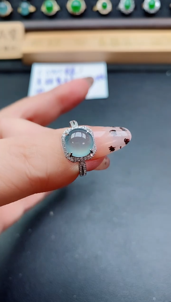 银S925镶嵌戒指翡翠1