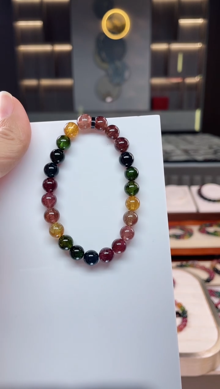 未镶嵌老矿碧玺单圈手串8mm+碧玺（多样性发一条）Q