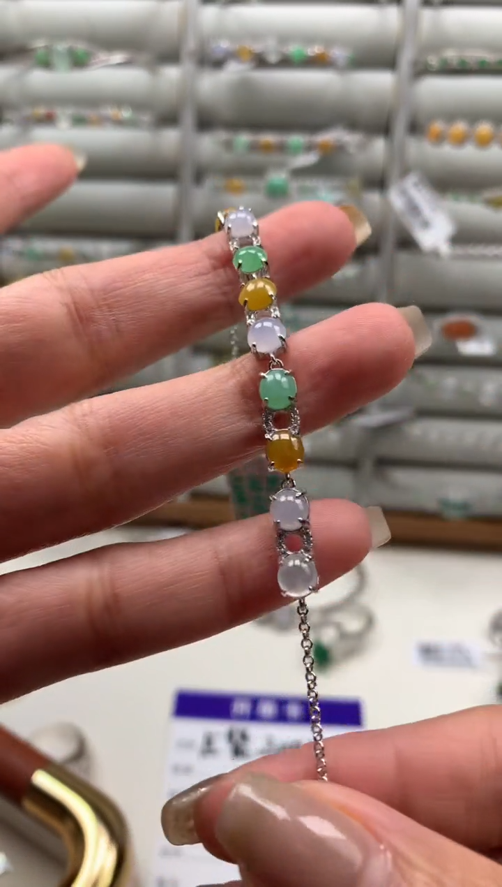 银S925镶嵌戒指翡翠手链