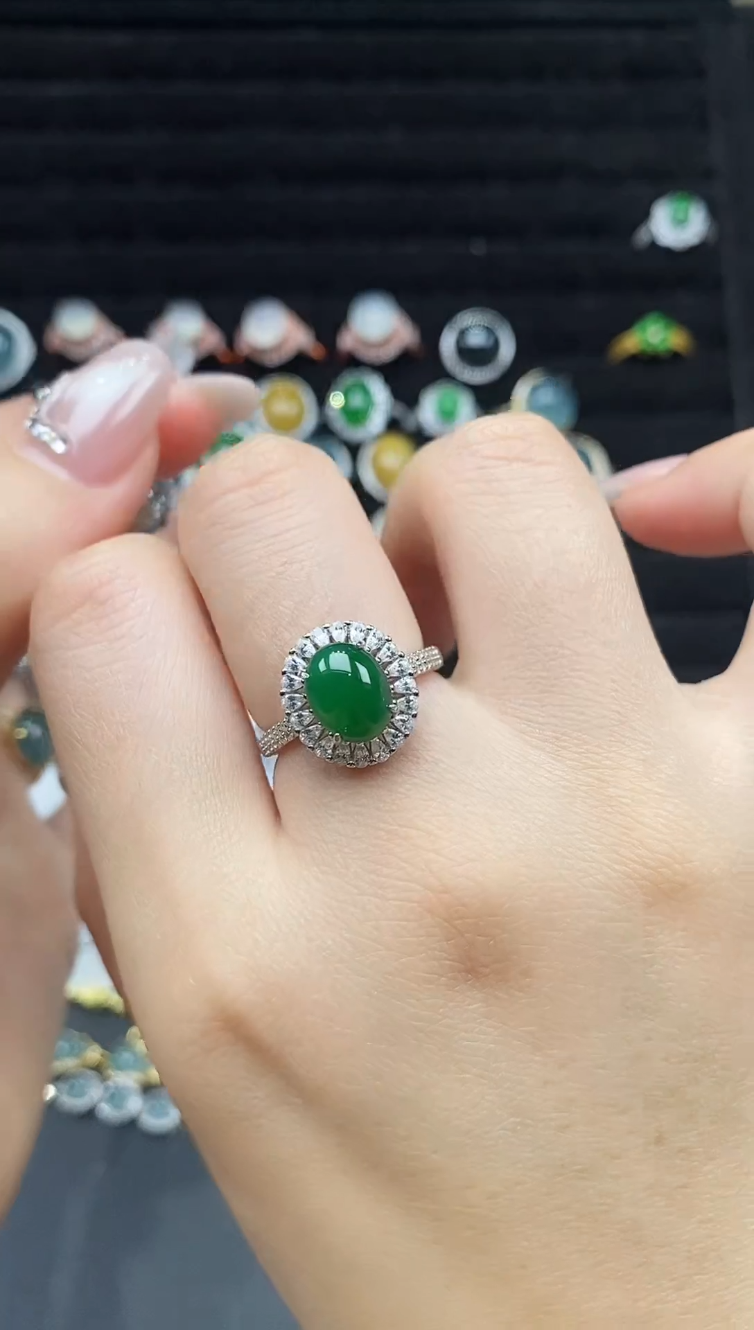 银S925镶嵌戒指翡翠111