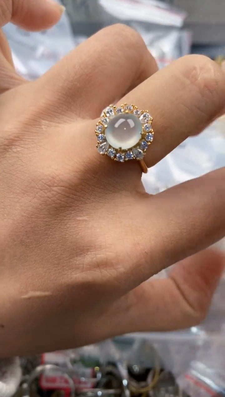 银S925镶嵌戒指翡翠77--1