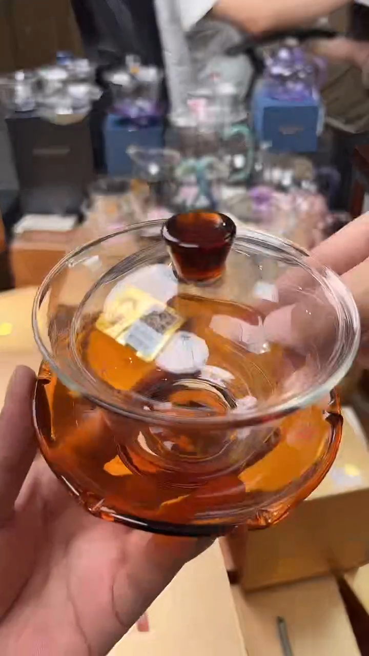 @@禾器晶彩荷叶盖碗琥珀色