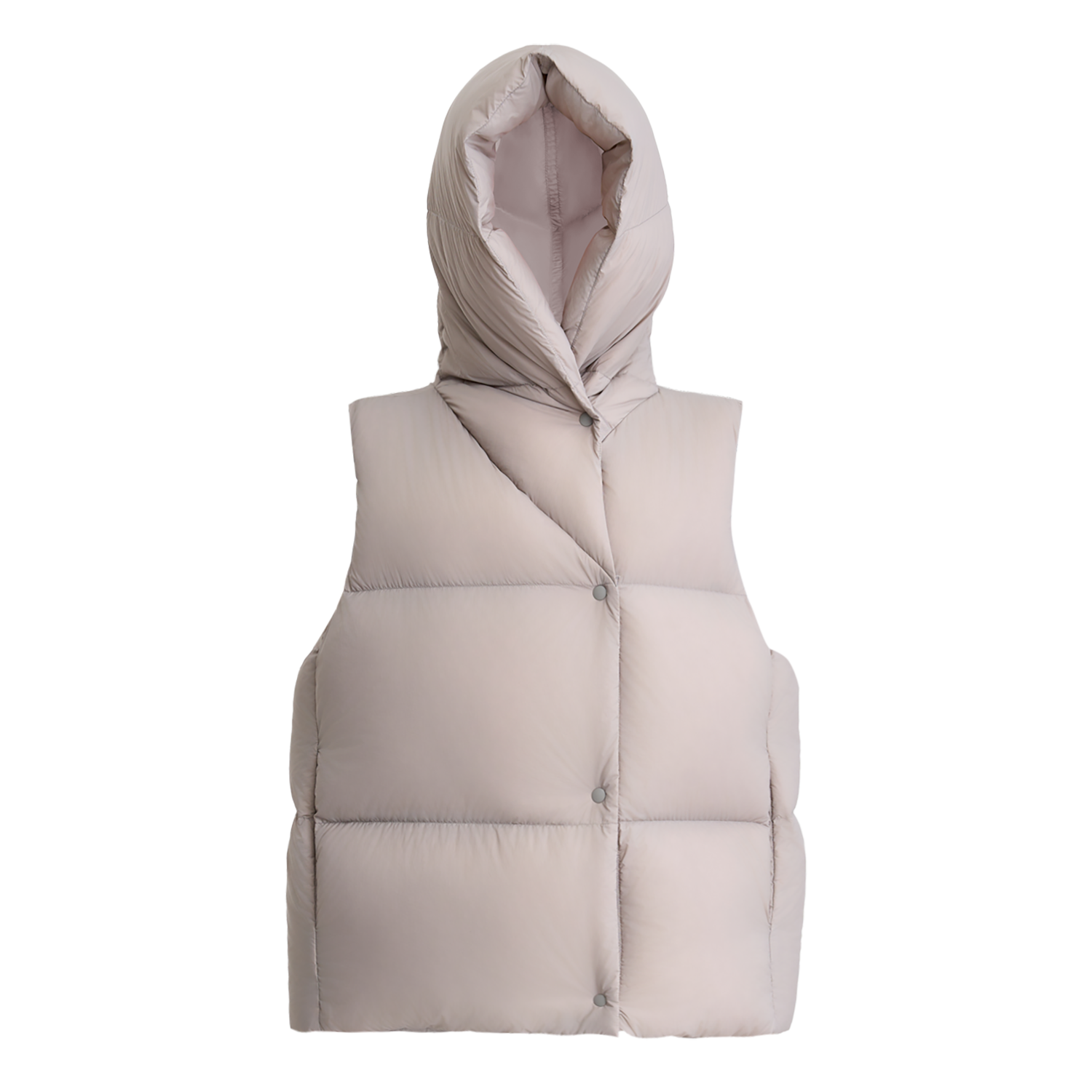 HUAHUA 【杏仁奶霜】90白鹅绒连帽马甲高蓬松超轻羽绒服 G2519