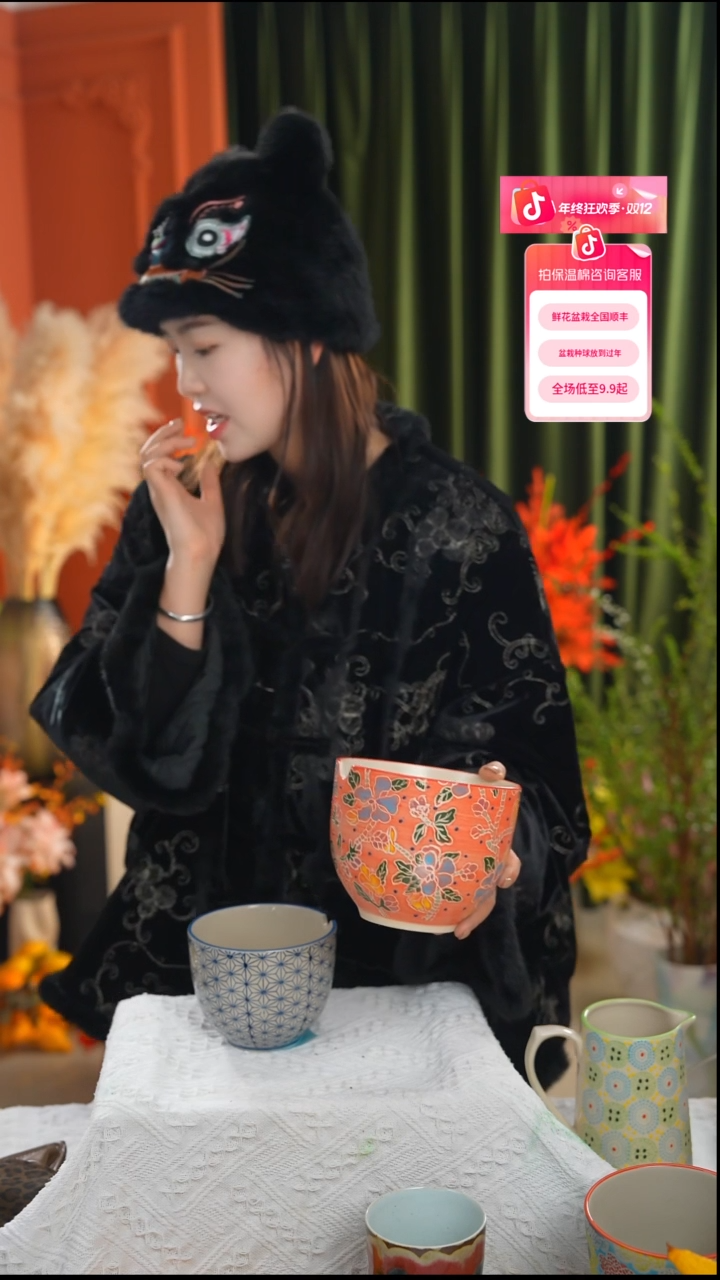 陶瓷花盆 手工雕花 165