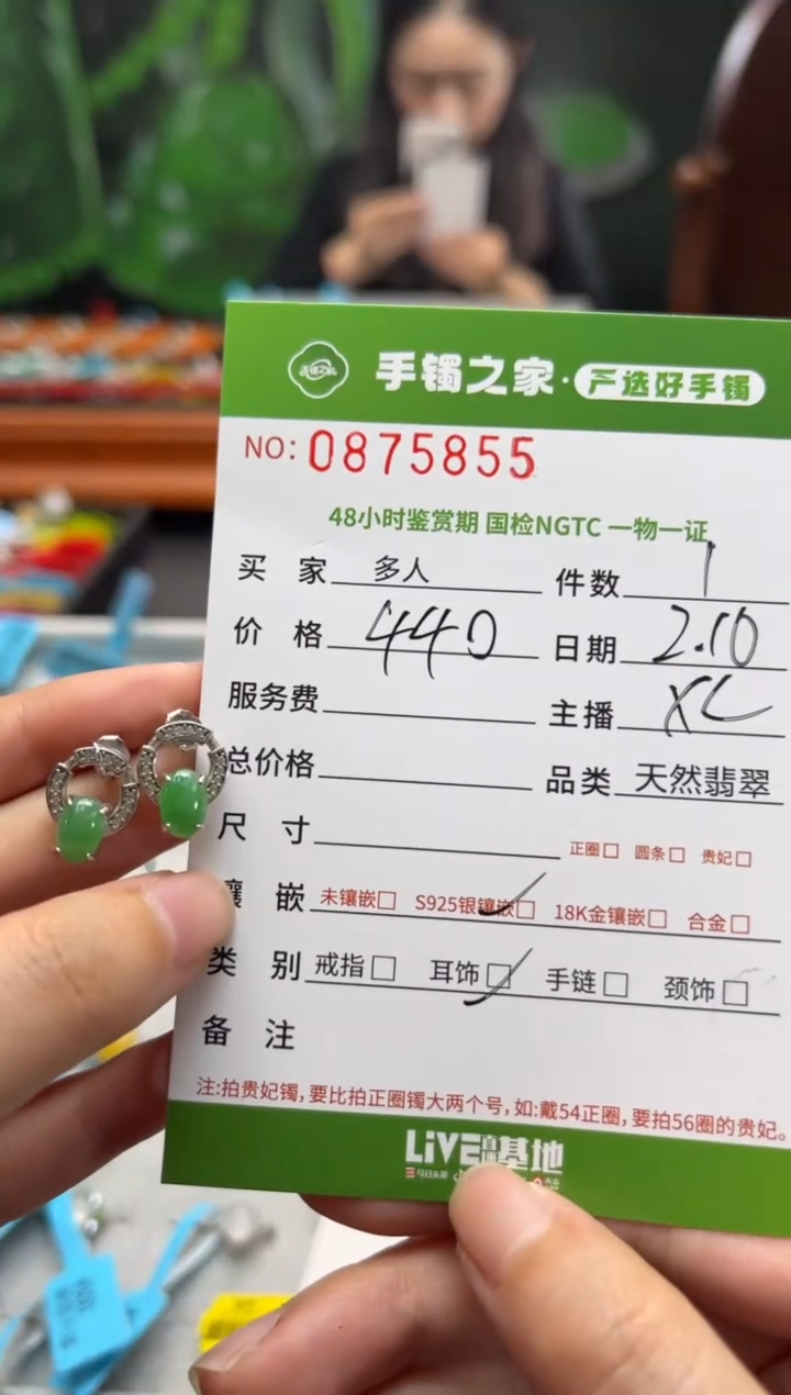 【闪购商品】翡翠耳饰银S925镶嵌多人