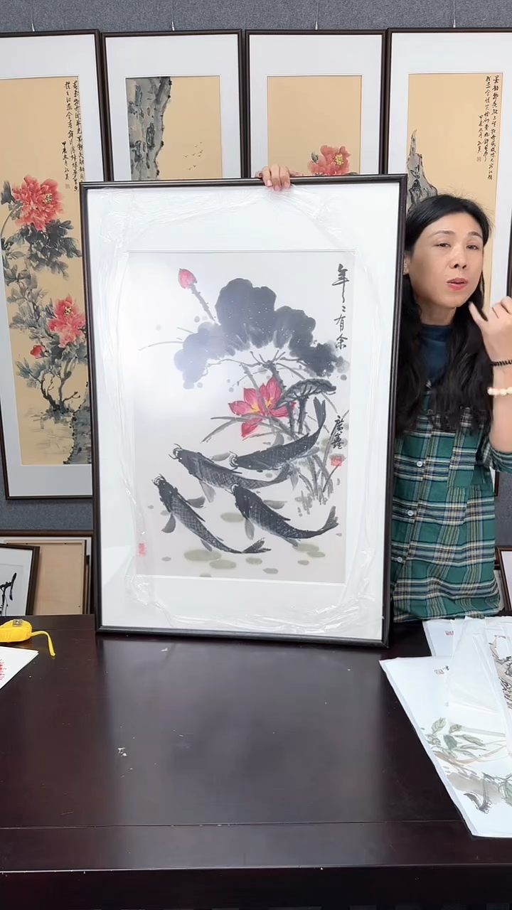 【闪购商品】国画荷花  实木装裱