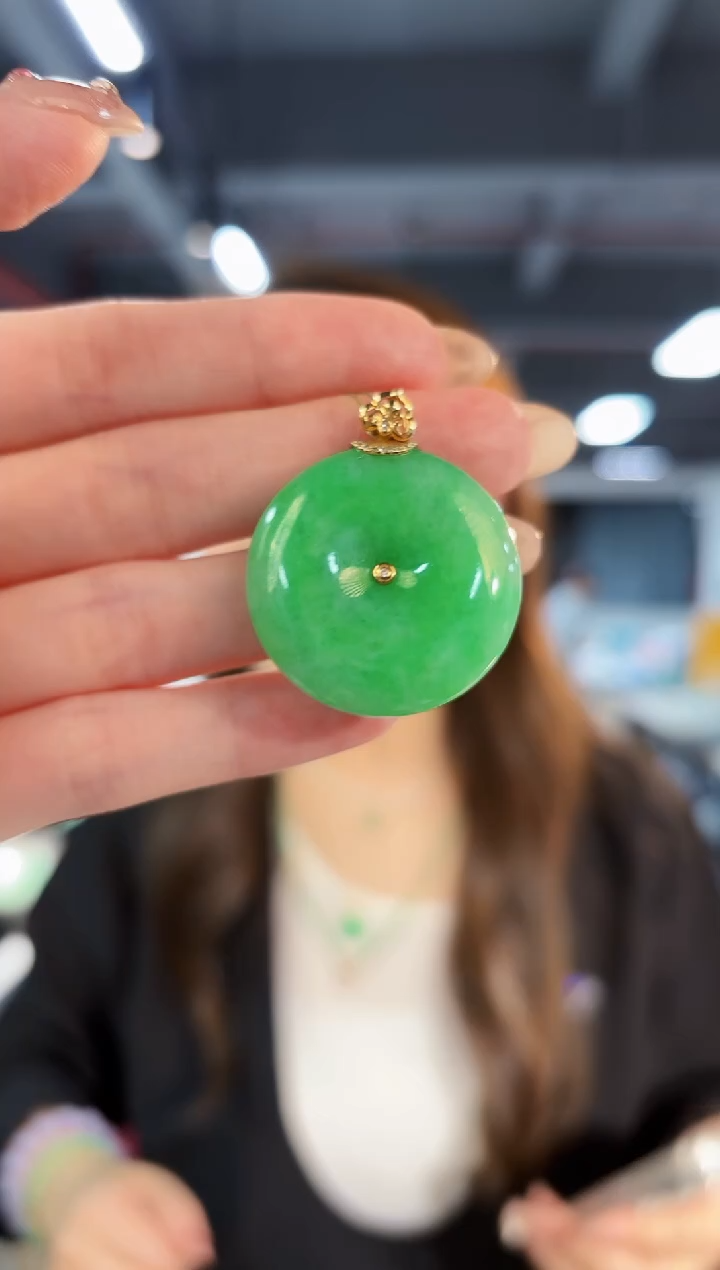 【闪购商品】翡翠颈饰18K金镶嵌缅料A货/支持复检/一件