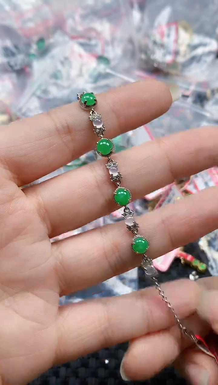 银S925镶嵌戒指翡翠天然A货缅甸翡翠