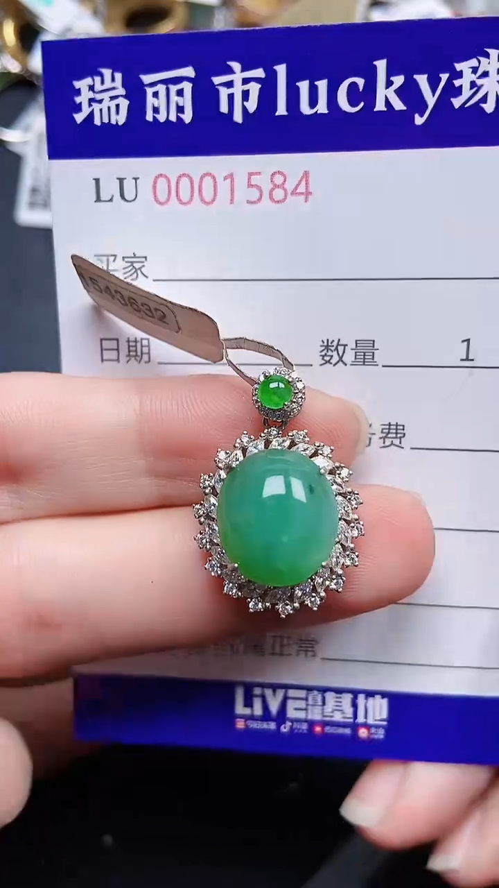 颈饰银S925镶嵌翡翠1584