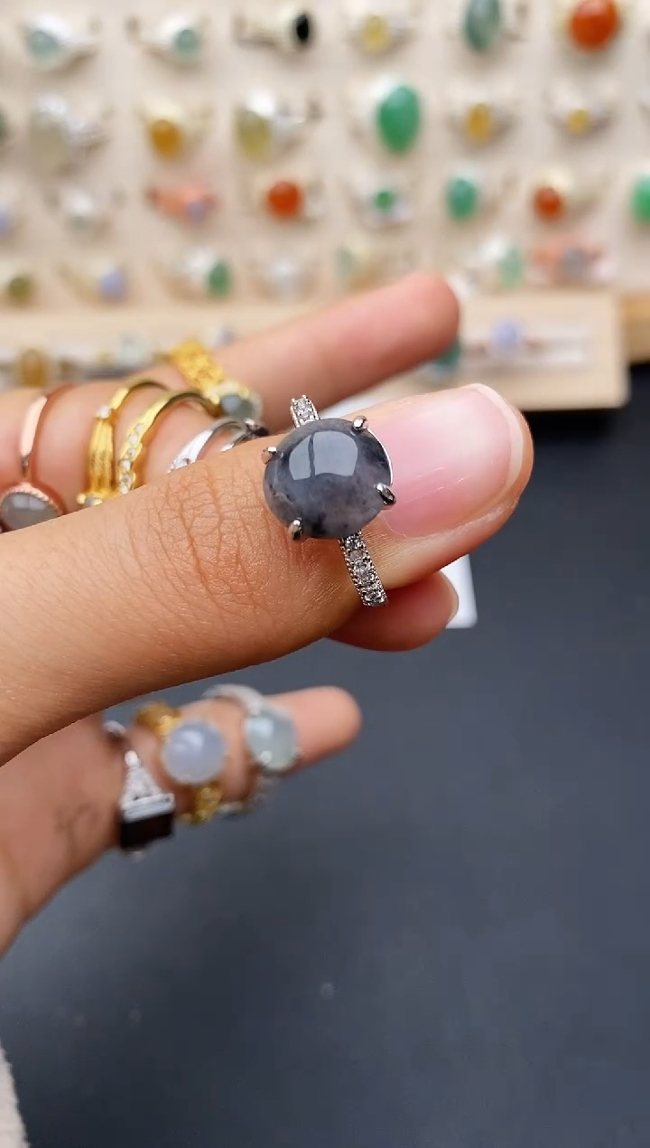 【闪购商品】翡翠戒指银S925镶嵌缅甸翡翠