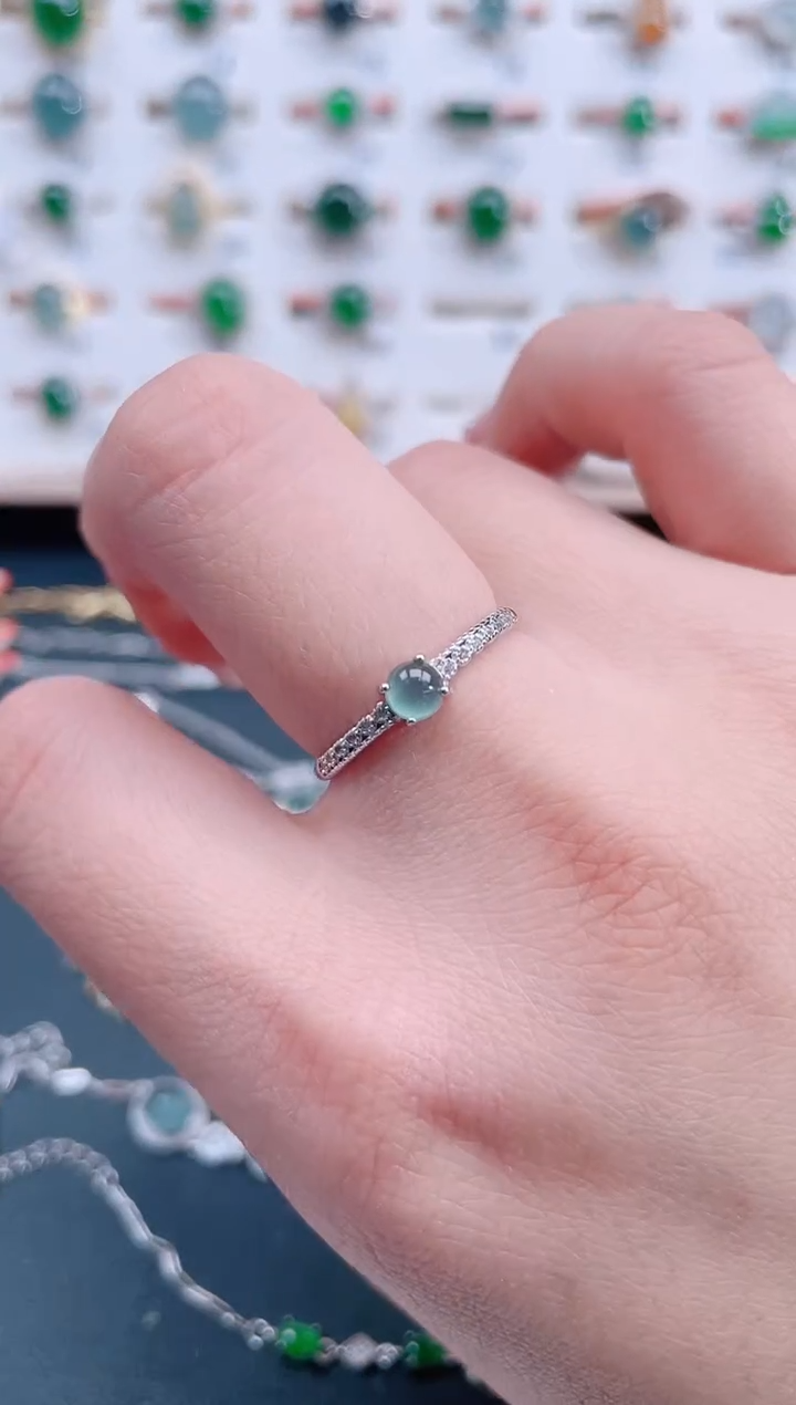 银S925镶嵌戒指翡翠天然翡翠