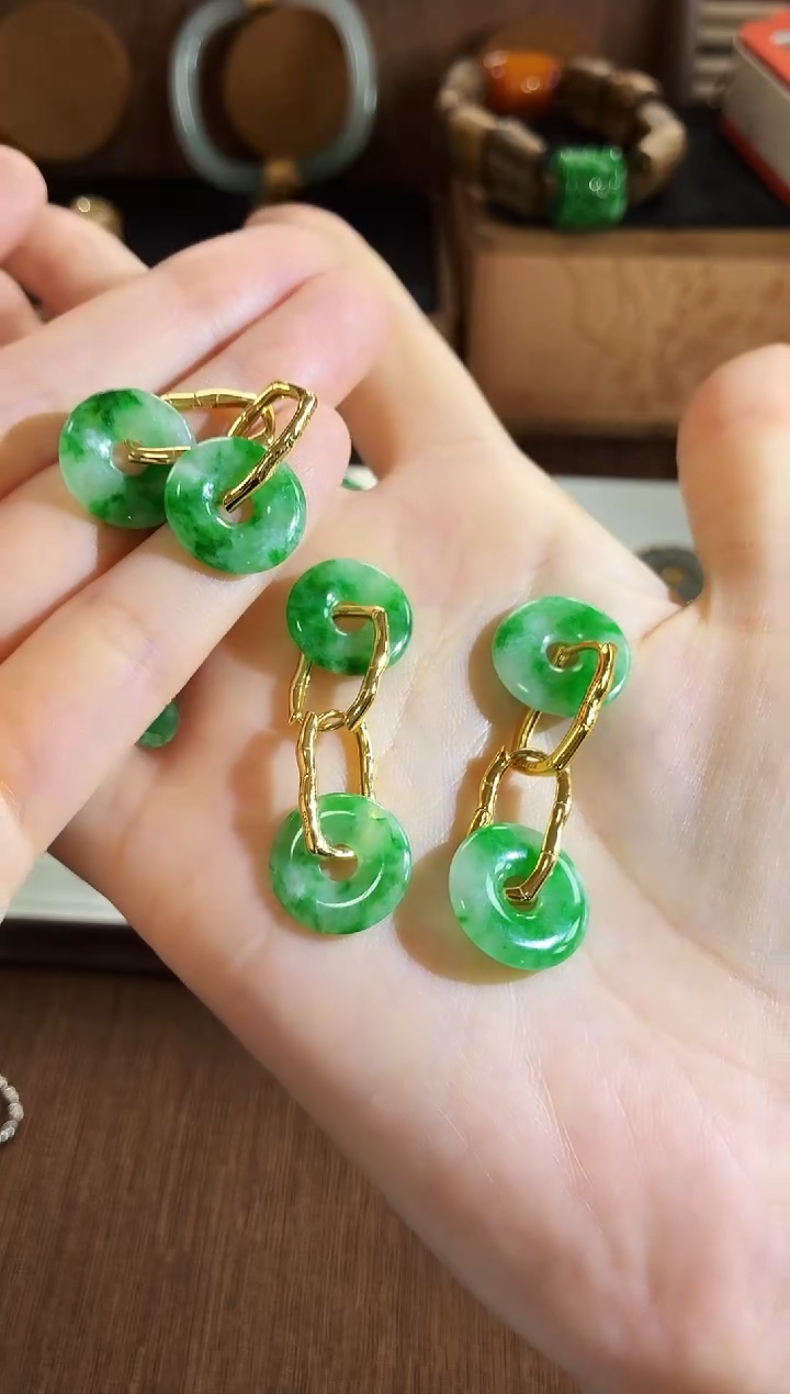 银S925镶嵌翡翠耳饰多样性发货 发其一