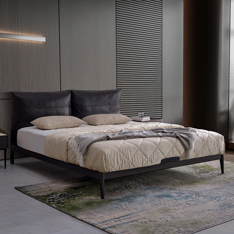 【国补链】慕思今晚现代简约卧室大床软靠包皮床铁艺床双人婚床088