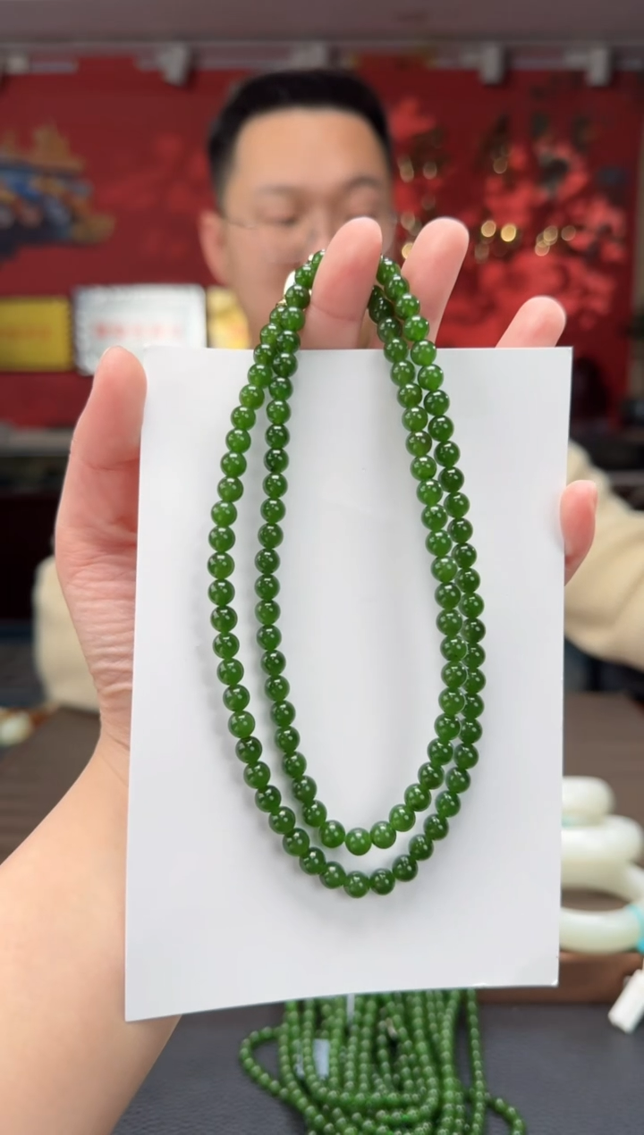 【闪购商品】和田玉颈饰未镶嵌碧玉108颗多圈卡8