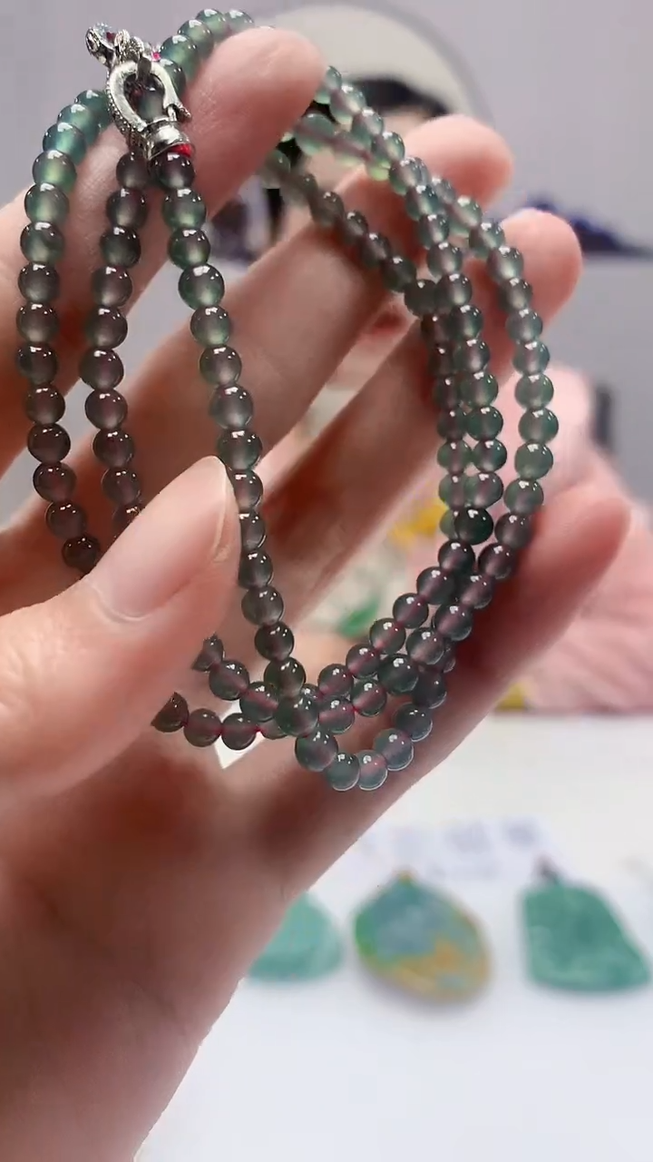 【闪购商品】定制翡翠未镶嵌4852zm-毛货珠链128