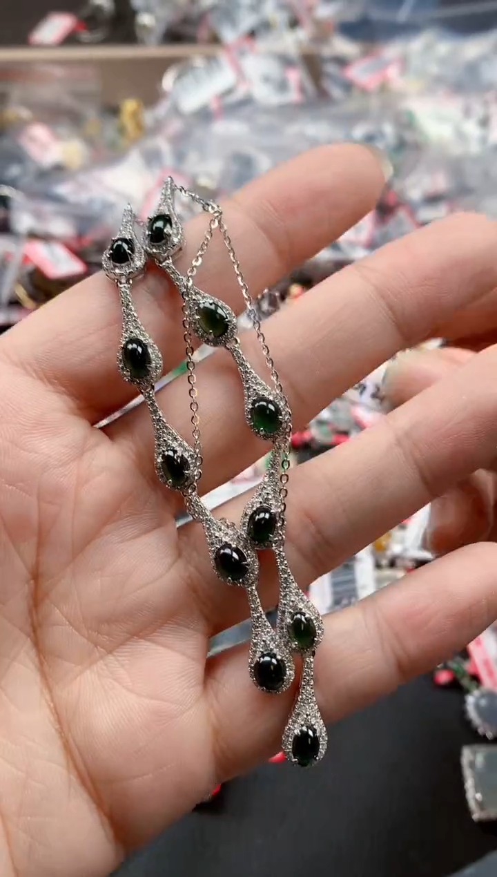 银S925镶嵌戒指翡翠天然A货缅甸翡翠