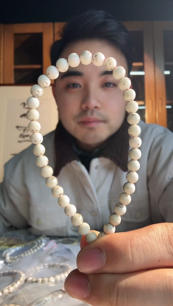 手串星月菩提石玉料半壁留白卡6圆珠手持