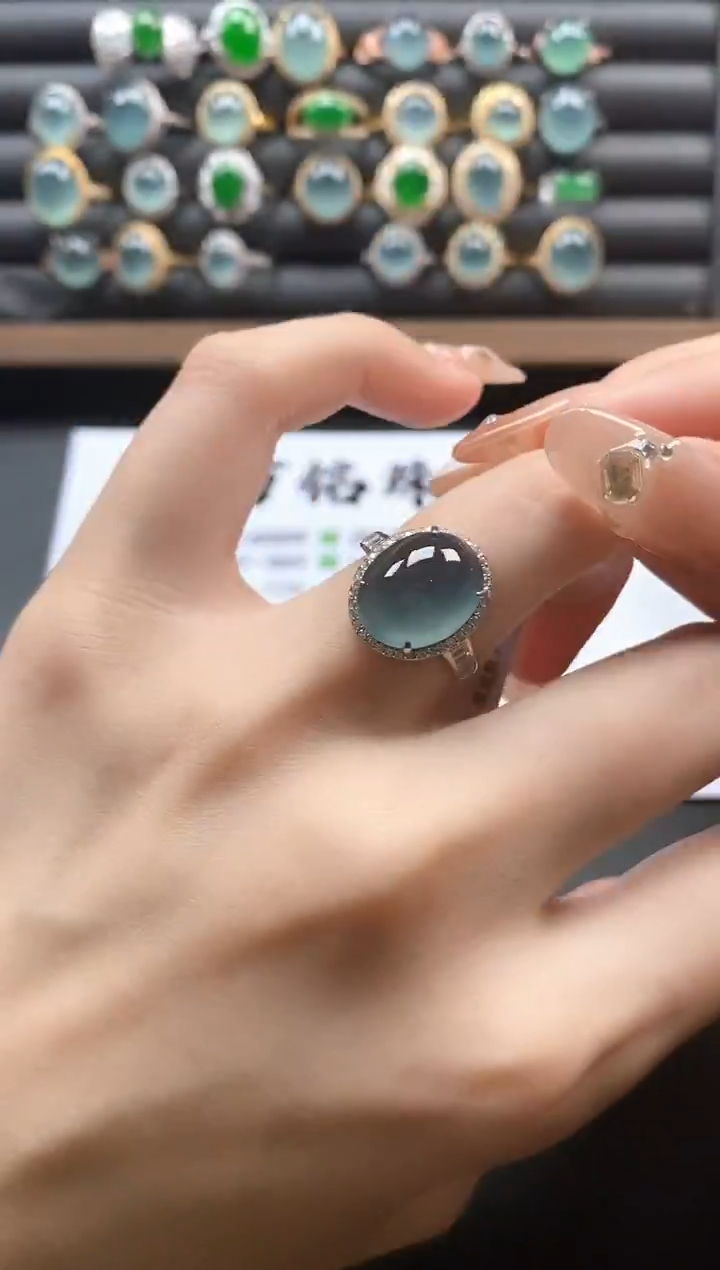 银S925镶嵌戒指翡翠15151