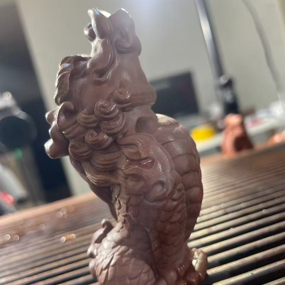 宜兴紫砂全手工制古红泥望天吼茶宠 重手