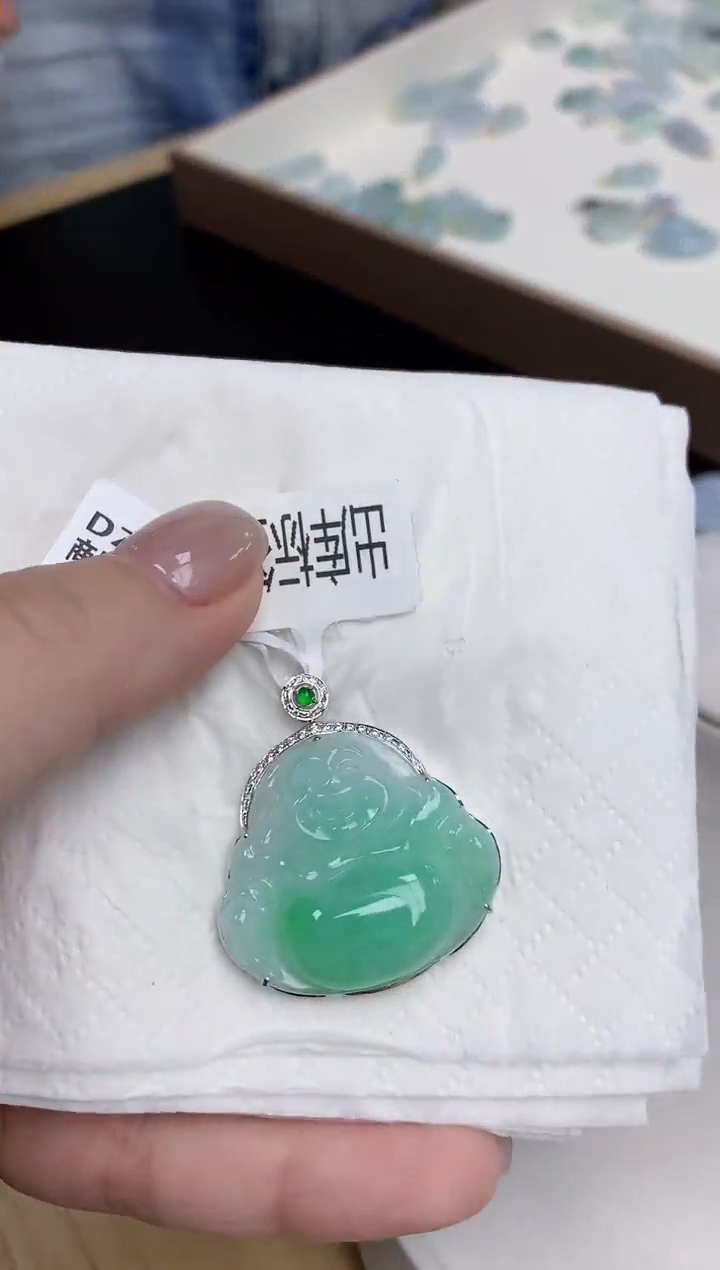 【闪购商品】翡翠颈饰18K金镶嵌天然缅甸翡翠A货