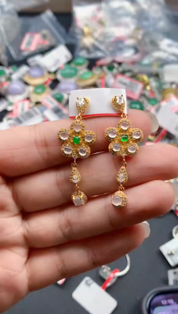 银S925镶嵌戒指翡翠天然A货缅甸翡翠